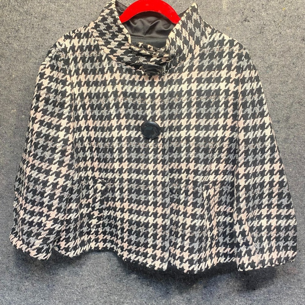 Nygard Collection Womens Jacket Size 16 Houndstooth Tweed Swing Coat Pink Black